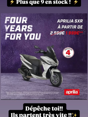Plus que 9 scooters Aprilia SXR 50 disponibles chez BikeParc 72